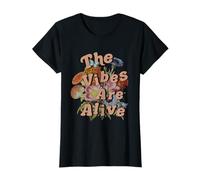 The Vibes Are Alive with Retro Flowers Maglietta