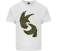 The Viking Raven Simbolo Odin Ragnar Tribale T-Shirt Ragazzi Ragazze