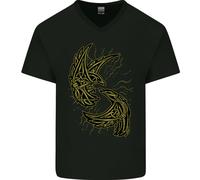 The Viking Raven Simbolo Odin Ragnar Tribale Uomo Scollo A V Cotone T-Shirt