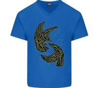 The Viking Raven Simbolo Odin Ragnar Tribale Uomo Scollo A V Cotone T-Shirt