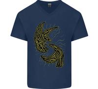 The Viking Raven Simbolo Odin Ragnar Tribale Uomo Scollo A V Cotone T-Shirt