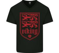 The Vikings Valknut Simbolo Lions Valhalla Uomo Scollo A V Cotone T-Shirt