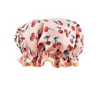 The Vintage Cosmetic Company Cherry Shower Cap, cuffia impermeabile leggera ed elasticizzata, mantiene i capelli asciutti e senza effetto crespo, cuffia da doccia riutilizzabile, design retrò ciliegia