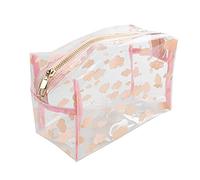 The Vintage Cosmetic Company Cloud Print Make Up Bag, design trasparente e chiaro, materiale impermeabile, borsa cosmetica a forma di scatola, design con stampa a nuvola