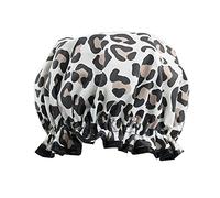 The Vintage Cosmetic Company Shower Cap Elasticated and Waterproof Keeps Hair Dry and Fizz Free Leopard Print Design