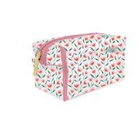 The Vintage Cosmetic Company Trousse da viaggio trasparente vintage con tulipani, trousse da viaggio per cosmetici e articoli da toeletta da donna