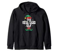 The Virtual Teacher Elf Funny Christmas Matching Family Felpa con Cappuccio