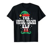 The Virtual Teacher Elf Funny Christmas Matching Family Maglietta