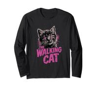 The Walking Cat - Gatto Zombie Divertente in Stile Grunge Maglia a Manica