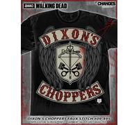 The Walking Dead Dixon's Chopper Faux Stitch Dixon TV AMC Gun Fire T Shirt S-3XL