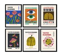 The Wall Gallery Set di 6 poster artistici in formato A4, Yayoi Kusama, decorazione da parete vintage e retrò
