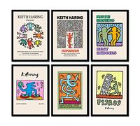 The Wall Gallery - Set di 6 poster formato A4 Keith Haring, decorazione da parete vintage e retrò