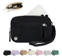 The Wallet 2nd Gen,Nylon Quilted Wristlet Wallets For Women,Fashion Lightweight 3 Zipper Purse Wallet With ID Window