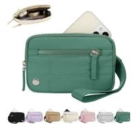 The Wallet 2nd Gen,Nylon Quilted Wristlet Wallets For Women,Fashion Lightweight 3 Zipper Purse Wallet With ID Window