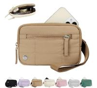 The Wallet 2nd Gen,Nylon Quilted Wristlet Wallets For Women,Fashion Lightweight 3 Zipper Purse Wallet With ID Window