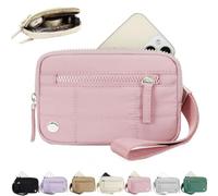 The Wallet 2nd Gen,Nylon Quilted Wristlet Wallets For Women,Fashion Lightweight 3 Zipper Purse Wallet With ID Window