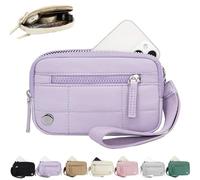 The Wallet 2nd Gen,Nylon Quilted Wristlet Wallets For Women,Fashion Lightweight 3 Zipper Purse Wallet With ID Window