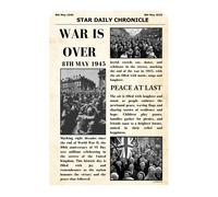 The War Is Sopra Giornale Cartone Sfondo 80th Ve Day Profilo Intero 134cm x 92cm