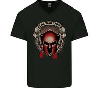 The Warrior Gym Spartan Helmet Bodybuilding Mens V-Neck T-Shirt In Cotone