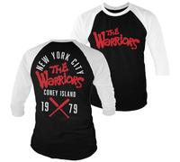 The Warriors Licenza Ufficiale Coney Island Baseball 3/4 Maniche Maglietta (Bianca-Nero), Large