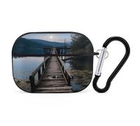 The Water AirPod Pro - Custodia in legno con cavalletto in legno, antigraffio, cover rigida in policarbonato con portachiavi, accessorio per AirPod Pro 2°/1° custodia per donne e uomini, stile nero