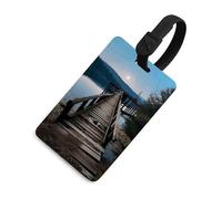 The Water - Targhette in legno per bagagli con carta d'identità, etichette per borse da viaggio, impermeabili, per valigie, zaini e custodie da viaggio, stile nero
