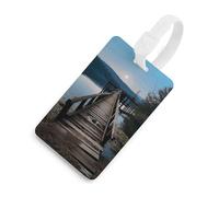 The Water - Targhette in legno per bagagli con carta d'identità, etichette per borse da viaggio, impermeabili, per valigie, zaini e custodie da viaggio, stile bianco