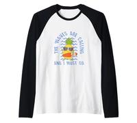 The Waves are Calling and I Must Go,Ananas on a Surf Trip Maglia con Maniche Raglan