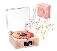 The Waves - Lettore di dischi in vinile con luce RGB, altoparlante Bluetooth in vinile, 3 modalità, suono stereo, aiuto per il sonno con 4 suoni della natura (rosa)