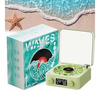The Waves - Lettore di dischi in vinile vintage Bluetooth 2024, senza fili, con luci regolabili, per camera da letto, ufficio, feste (Verde)