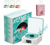 The Waves - Lettore in vinile 2024, nuovo giradischi in vinile Bluetooth Waves, Waves retrò, altoparlante Bluetooth vintage in vinile (blu)