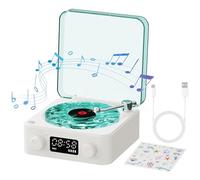 The Waves Smart Record Player - Giradischi portatile, elegante, per dischi in vinile, intrattenimento