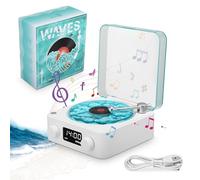 The Waves - Sveglia retrò con lettore in vinile, Bluetooth vintage 2025, altoparlante Bluetooth per feste, atmosfera, giradischi, regalo di San Valentino