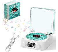 The Waves Vinyl Player, Waves Vintage Vinyl Record Player Bluetooth Speaker, 2024, nuovo giradischi in vinile, lettore di registri in vinile Bluetooth, Waves Retro Vinyl Record Player (Weib.)