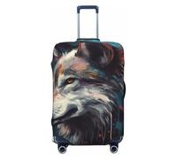 The White and Red Wolf - Copertura elastica per bagagli da viaggio, con stampa, antigraffio, Nero , XL