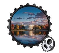 The White House on The Lake - Apribottiglie magnetico, strumento da cucina salvaspazio, divertente apribottiglie e magnete per frigorifero, per campeggio, viaggi, campeggio, stile nero