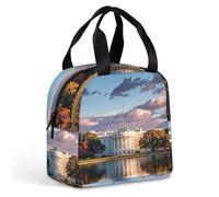 The White House on The Lake - Borsa per il pranzo per donne e uomini, borsa termica portatile con manico, a prova di perdite, riutilizzabile, per lavoro, picnic, viaggi