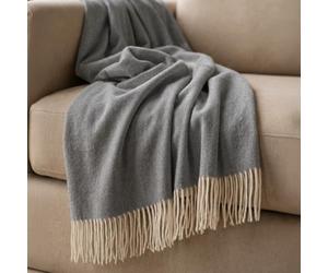 The White Stone Plaid Living 130x170 cm in Cotone Blend | Coperta Leggera 250 gr/mq per Divano e Letto | Design Elegante e Tessuto Morbido | Grigio Scuro