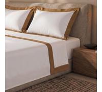 The White Stone Set Lenzuola Letto Una Piazza e Mezza 100% Cotone | Lenzuolo Piano 190x295 cm, Lenzuolo con Angoli 130x200 cm e 1 Federa Coordinata | Lenzuola con Balza Decorativa in Raso Beige
