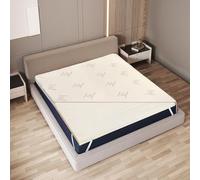 The White Stone Topper Singolo in Lattice Naturale | Tessuto in Bamboo Traspirante e Anallergico Sfoderabile | Altezza 5 cm | Elastici di fissaggio agli Angoli | Correttore per Materasso 80 x 200