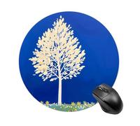 The White Tree Tappetino per mouse rotondo, scorrevole, tappetino per mouse da gioco, ad alta densità, portatile, comodo, per scrivania, casa, ufficio, 19,8 x 20 cm