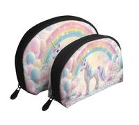The White Unicorn Printed Makeup Bags 2 Pezzi Portatile Shell Travel Toiletry Bag, bianco, Taglia unica