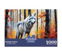 The White Wolf in The Autumn Forest Puzzle Giochi 1000 Pezzi Festa Aziendale Arte Interesting Puzzle Adulti Idea Regalo Per 38x26cm/1000pcs