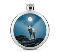 The White Wolf on The Rock - Fiaschetta per liquori, in acciaio inox, a tenuta stagna, portatile, per esterni, campeggio, viaggi, regali