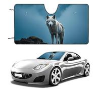 The White Wolf on The Rock - Parasole per parabrezza, accessori estivi per veicoli, parasole pieghevole per auto, mantiene l'interno fresco, parasole per auto, SUV, camion, 139,7 x 76,2 cm