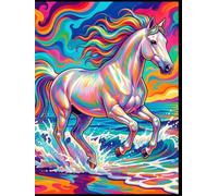 The Wild Collection: Ocean Spirit Horse Notebook: 120-Page Lined Composition Journal with Motivational Quotes, Large 8.25 x 11, Psychedelic Rainbow Sea Edition