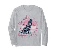 The Wild Is My Happy Place Lupo Maglia a Manica