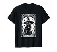 The Witch Cat Halloween Vintage Gothic Tarocchi Maglietta