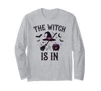 The Witch Is in Funny Halloween Moon Broom Maglia a Manica