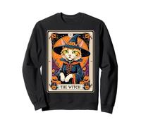 The Witch Kitten - Carta dei tarocchi Vintage, per Halloween Felpa